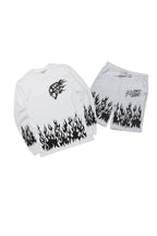 Bubble White/Grey Long Sleeve T-Shirt Short Set