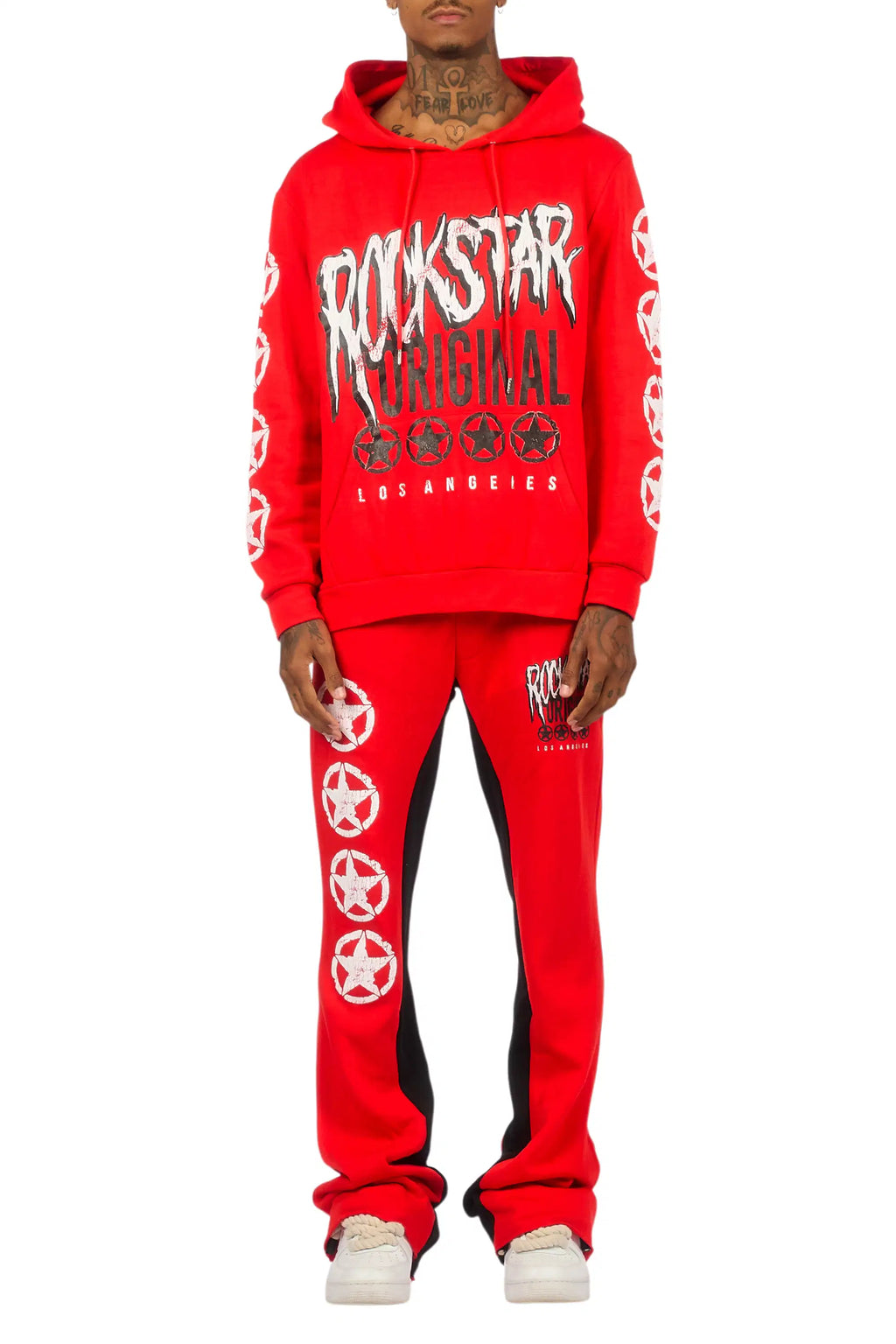 Wizzurd Red/Black Hoodie/Baggy Stacked Track Set