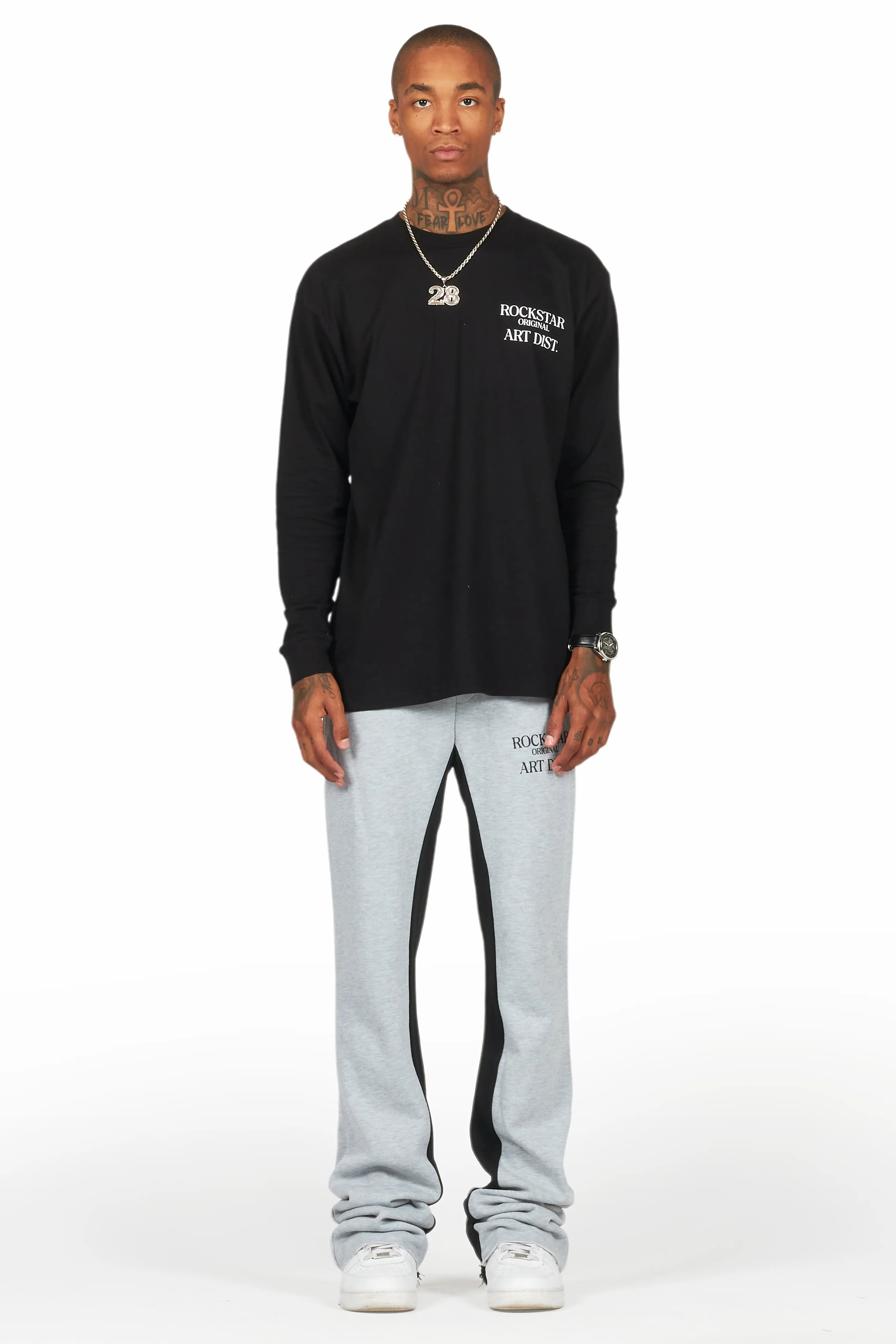 Briggs Black/Grey Long Sleeve T-Shirt/Baggy Pant Set
