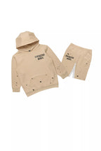 Boys Raffer Beige/Black Hoodie Short Set