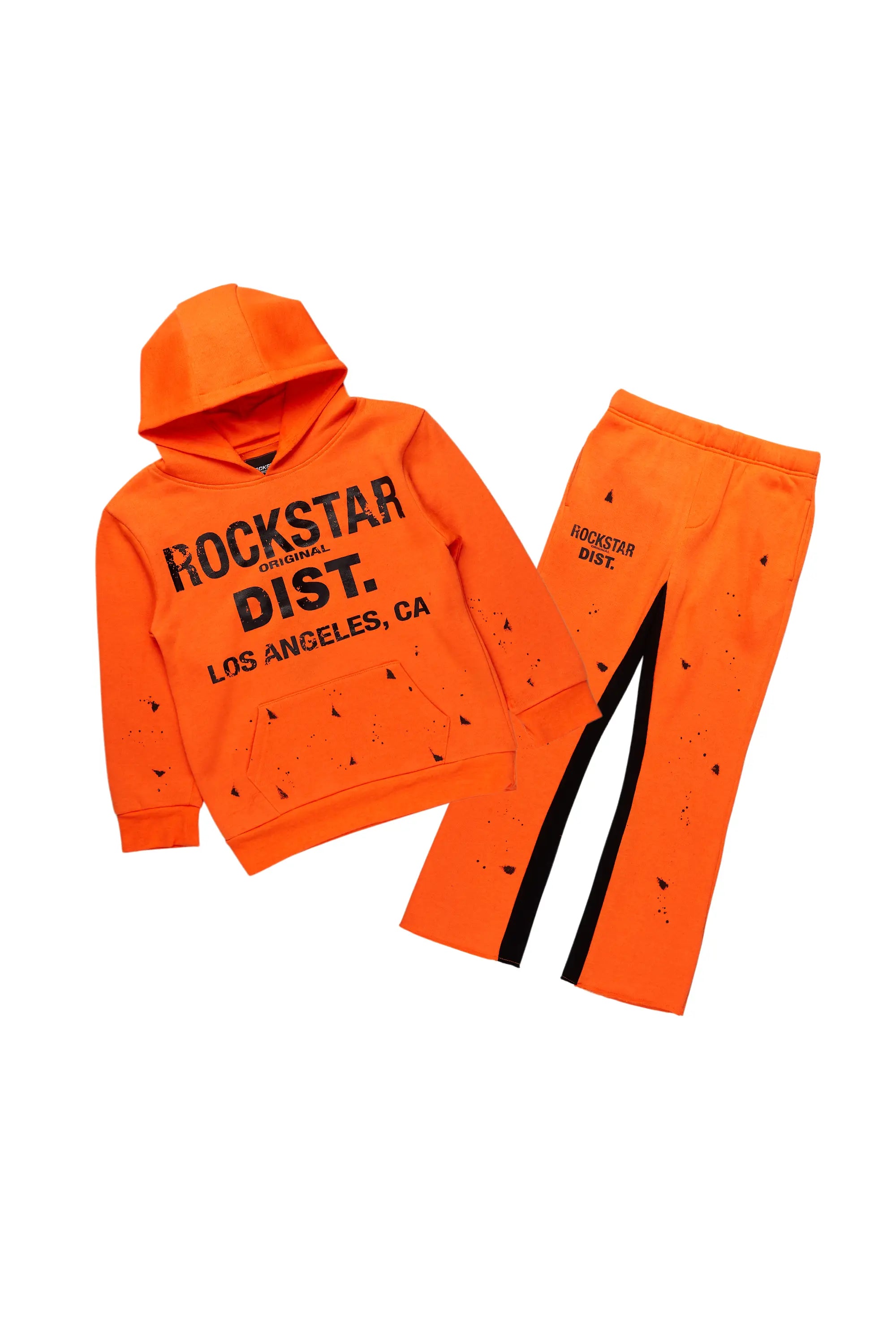 Boys Scottie Orange/Black Stacked Baggy Track Set