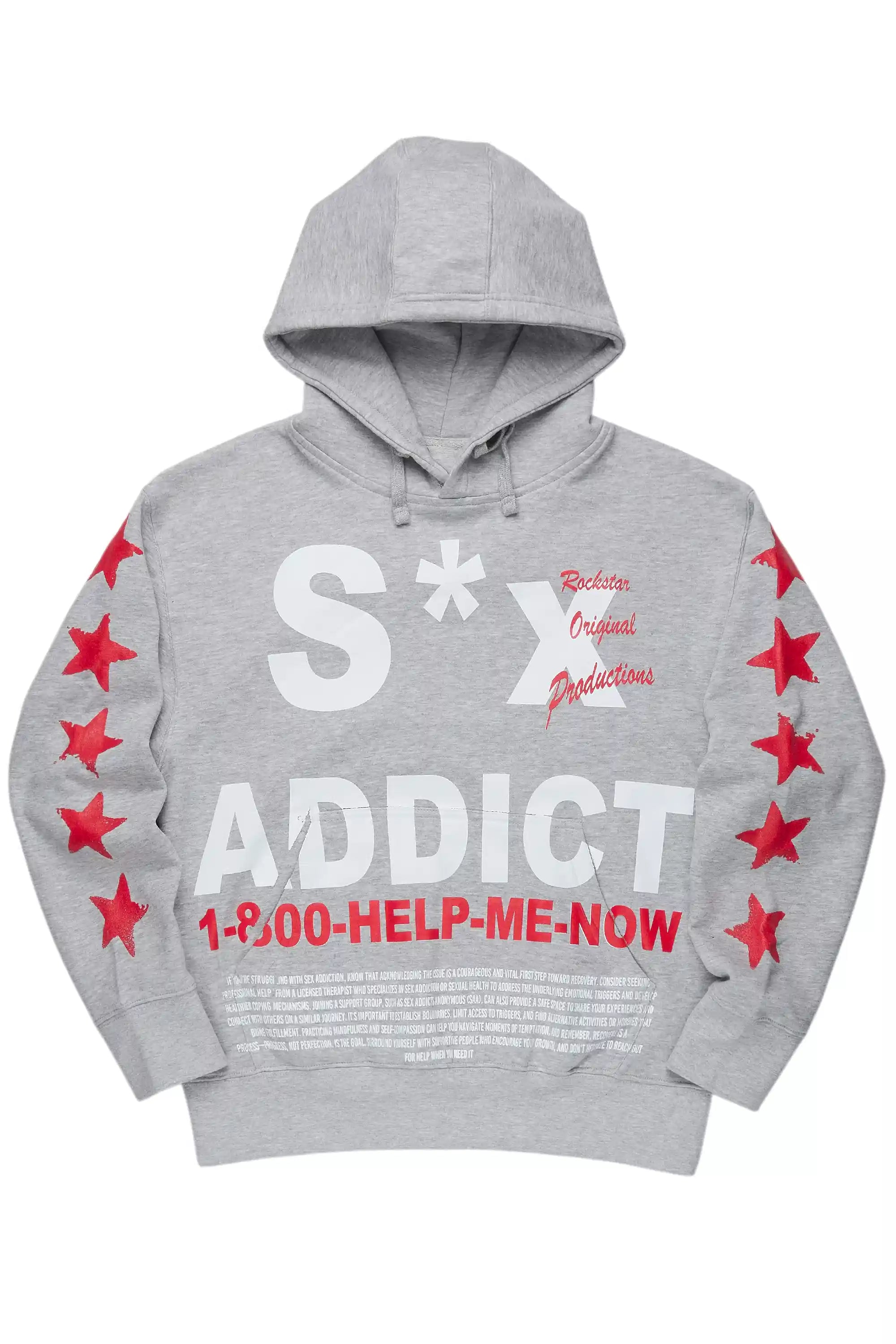 Addict Heather Grey/Red Graphic Hoodie