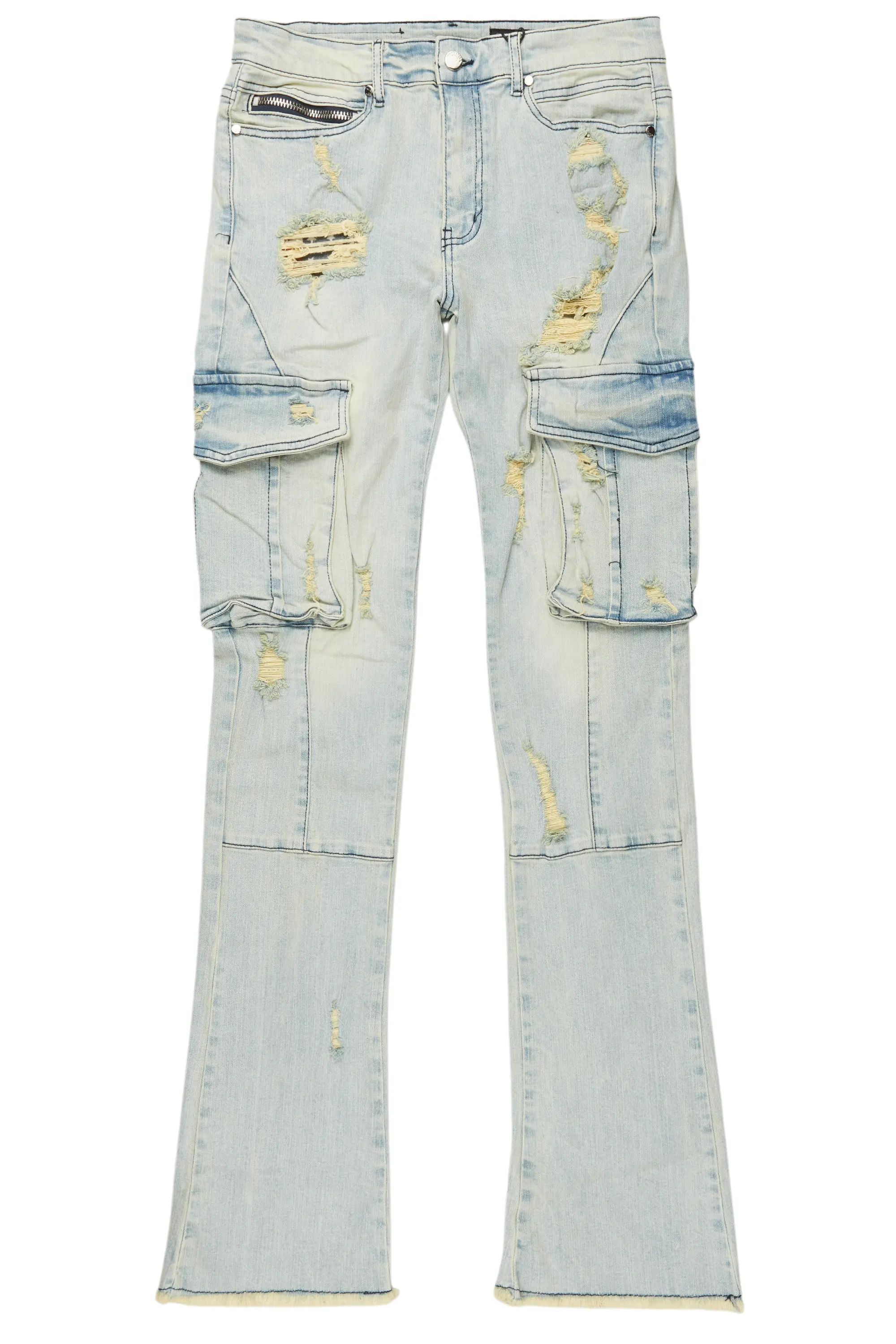 Adalee Blue Cargo Stacked Flare Jean