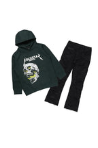 Boys Hassan Dark Green Hoodie/Baggy Fit Jean Set