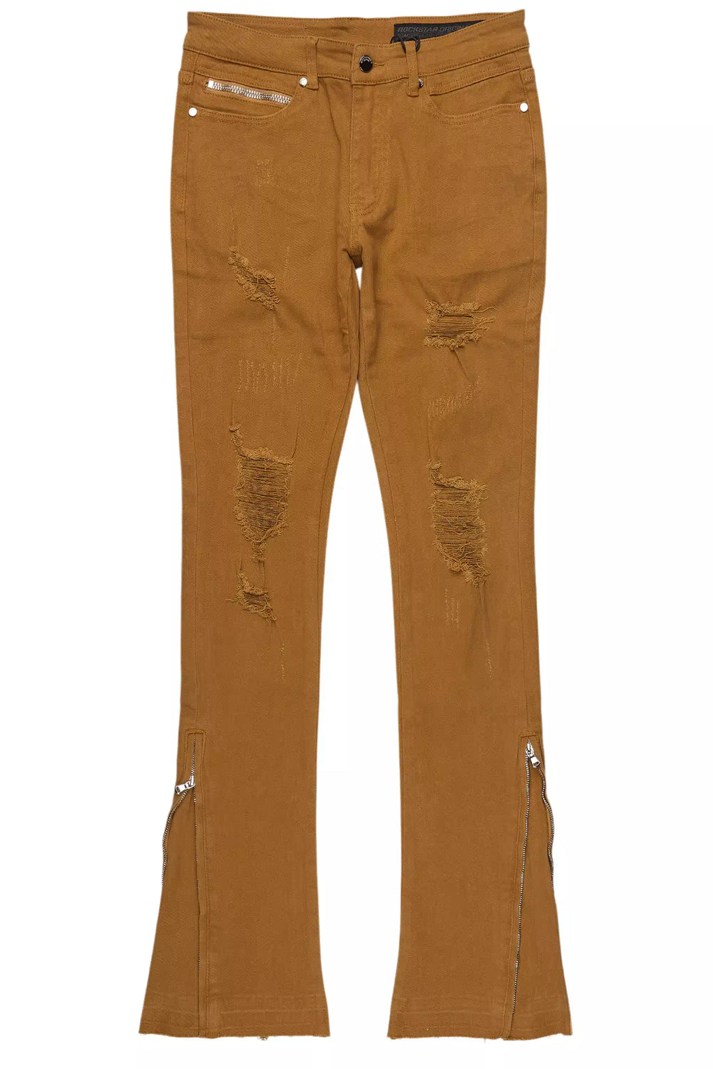 Jaymes Beige Stacked Flare Jean