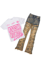 Tiffiany White Tee & Zariyah Tinted Dark Wash Jean Set