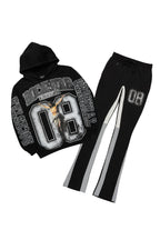 Fields Black/White Stacked Flare Hoodie Track Set