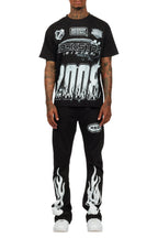 Amos Black/White T-Shirt/Stacked Flare Track Set