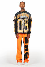 Fields Black/Orange Double Layer T-Shirt/Stacked Baggy Track Set