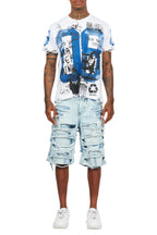 Grill White/Blue T-Shirt/Denim Short Set