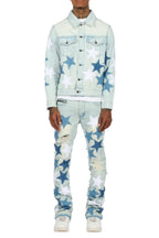 Starlane Light Blue Denim Jacket/Stacked Flare Jean Set