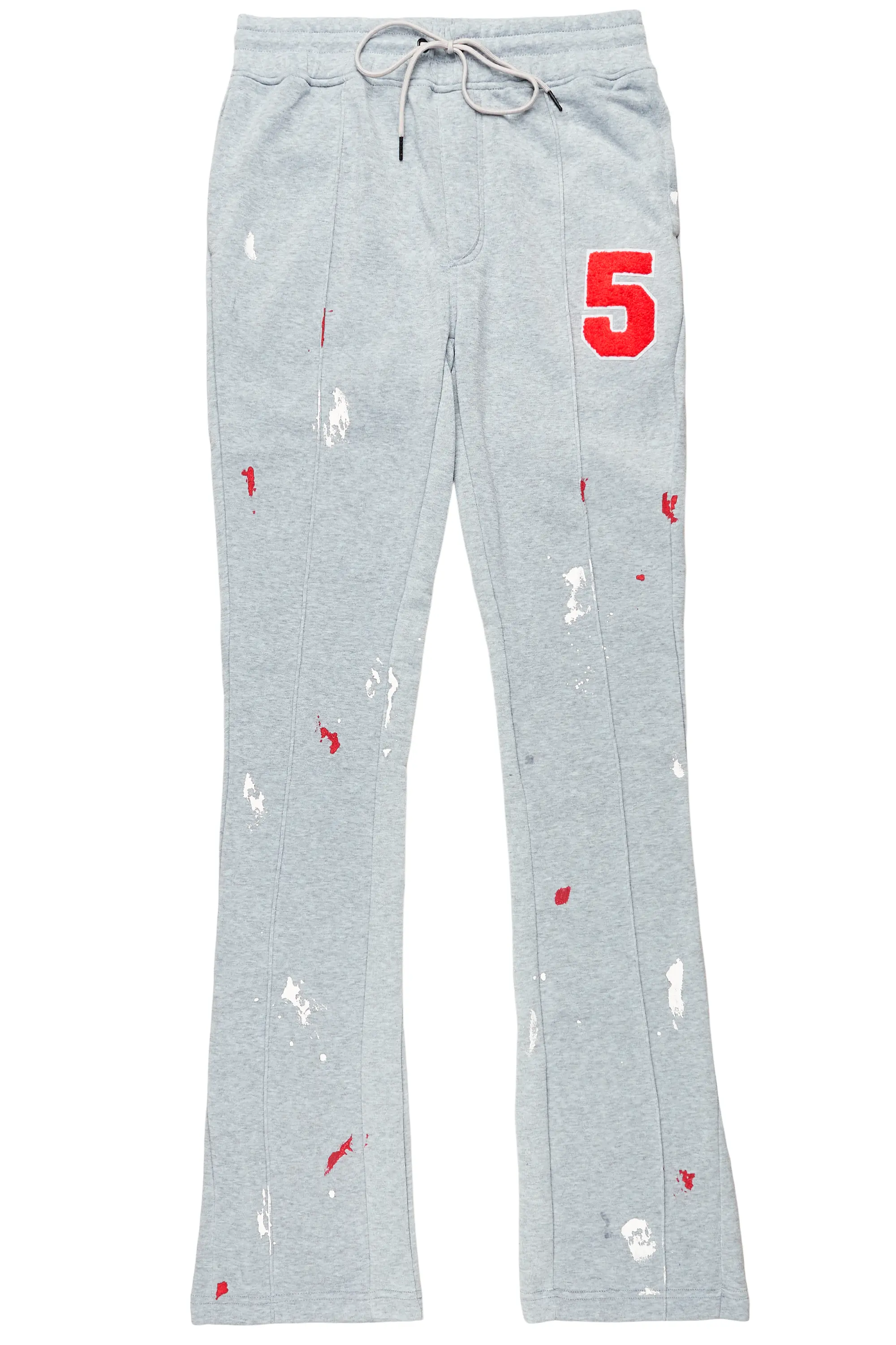 Luka Heather Grey Patchwork Stacked Flare Pants