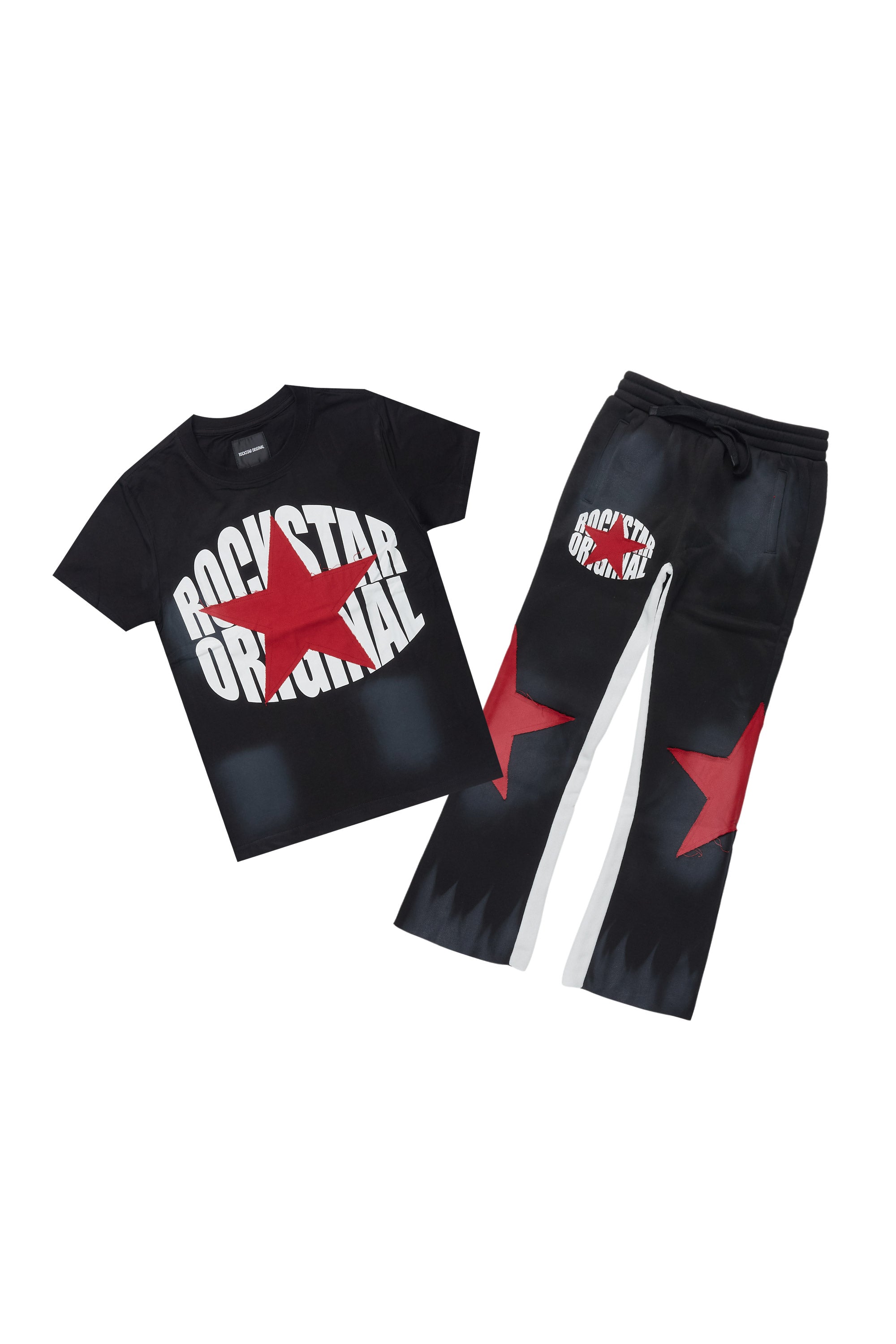Girls Kallyah Black/ Red  T-Shirt Stacked Set