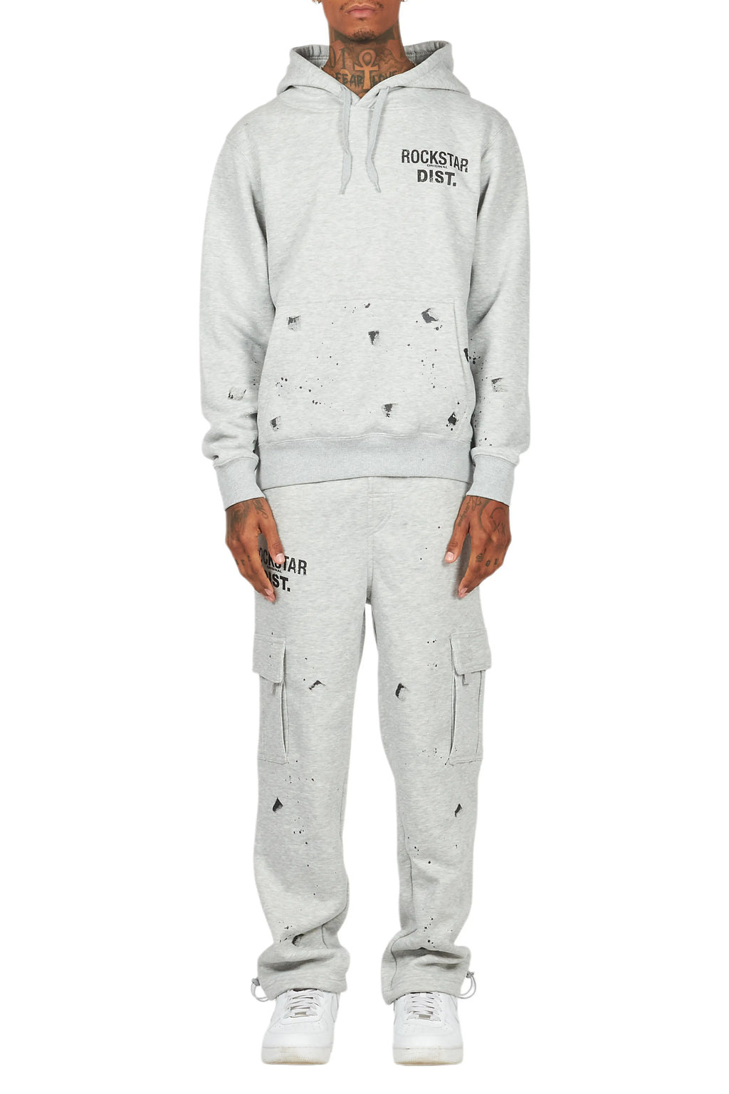 Raffer Heather Grey Hoodie/Cargo Sweat Pant Set
