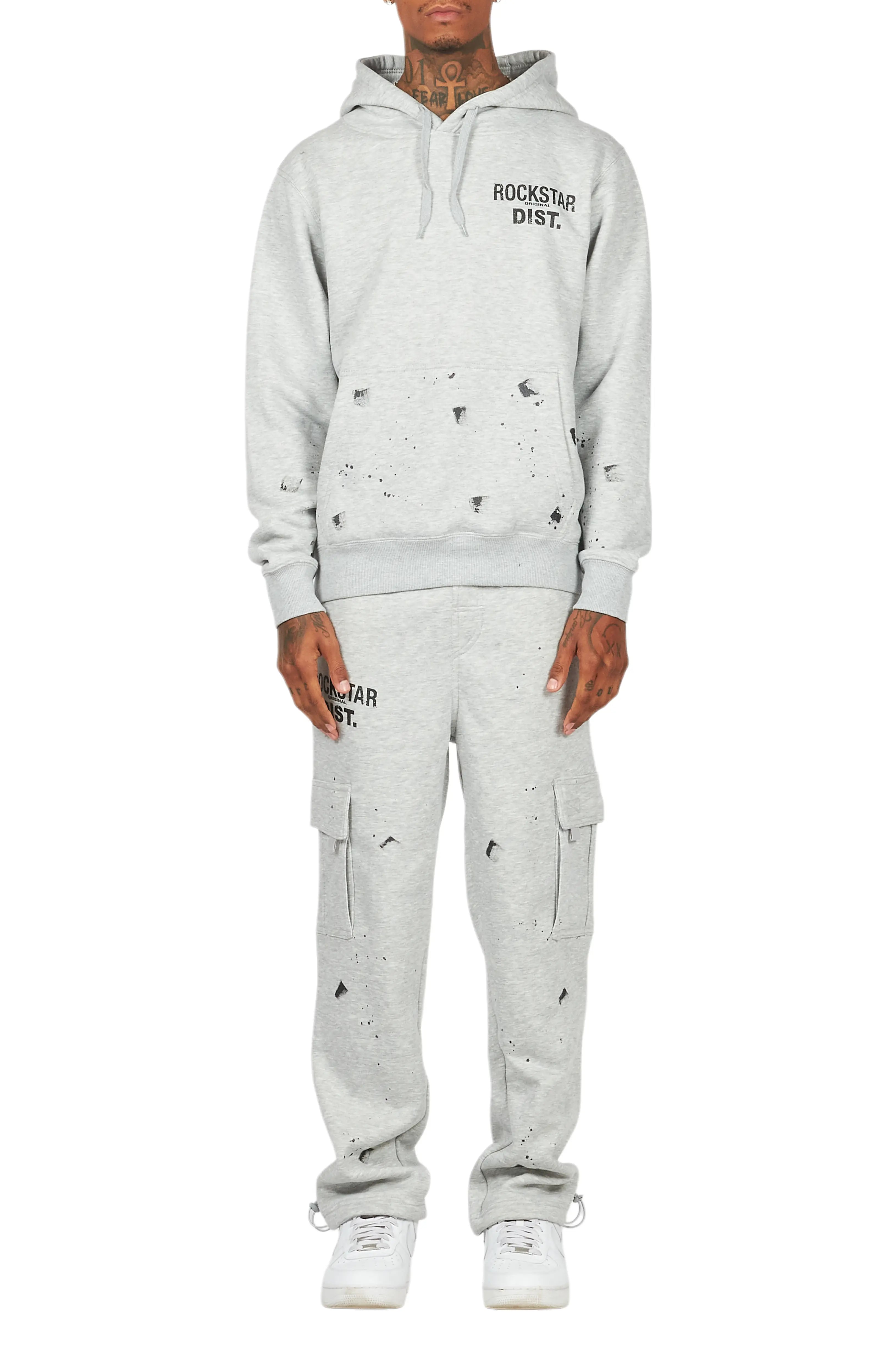 Raffer Heather Grey Hoodie/Cargo Sweat Pant Set