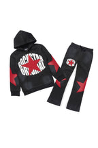 Boys States 2.0  Black/Red Stacked Hoodie Track Set