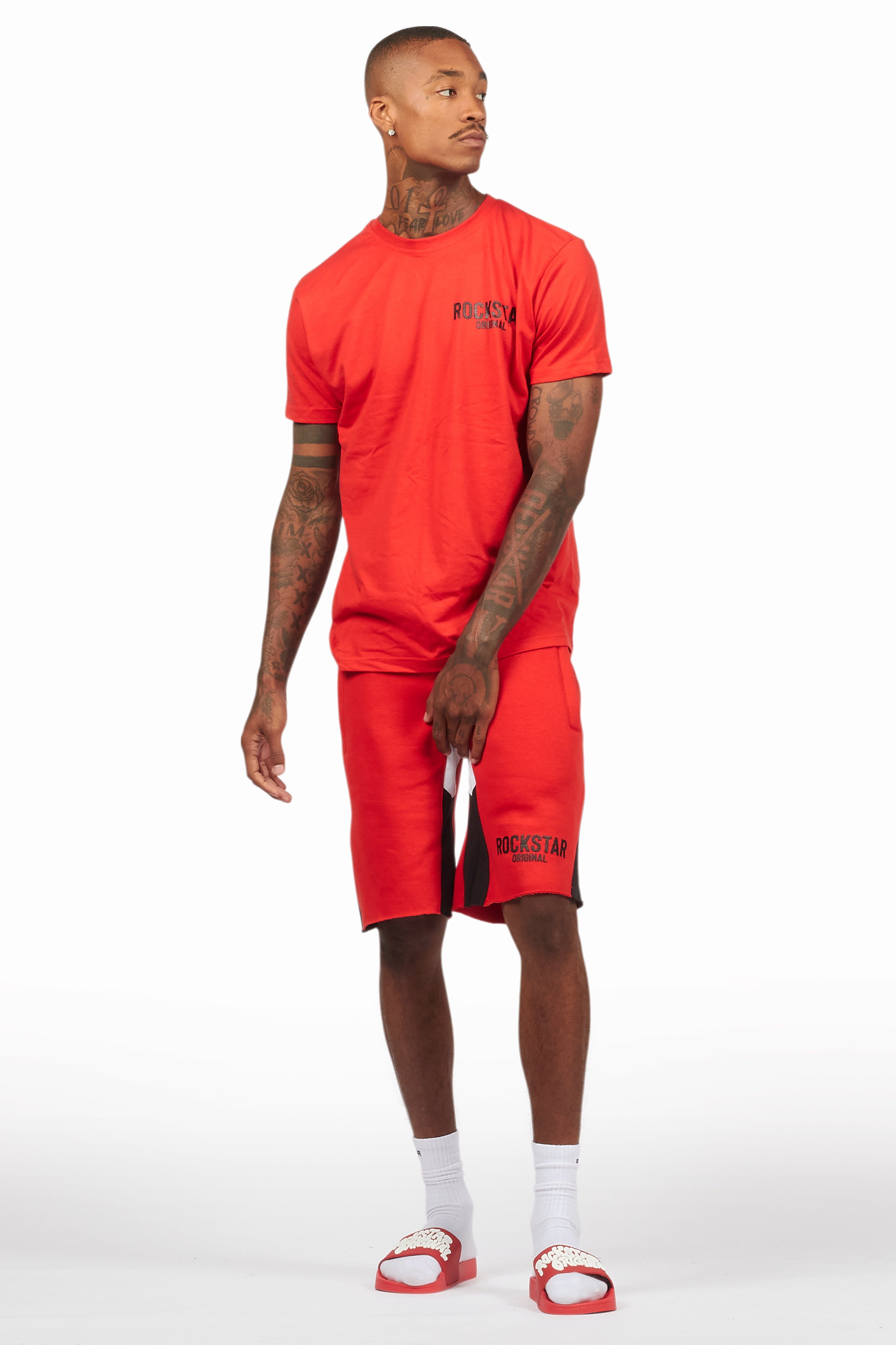 Sana Red Relaxed T-Shirt/Short Set