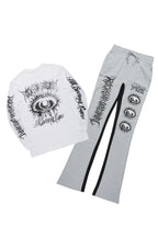 All Seeing Eyes White/Grey Long Sleeve T-Shirt/Baggy Pant Set