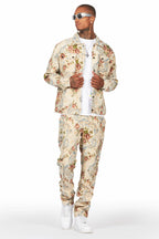 Kader Beige Multi Tapestry Cargo Jean