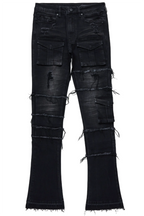 Folant Black Stacked Cargo Flare Jean
