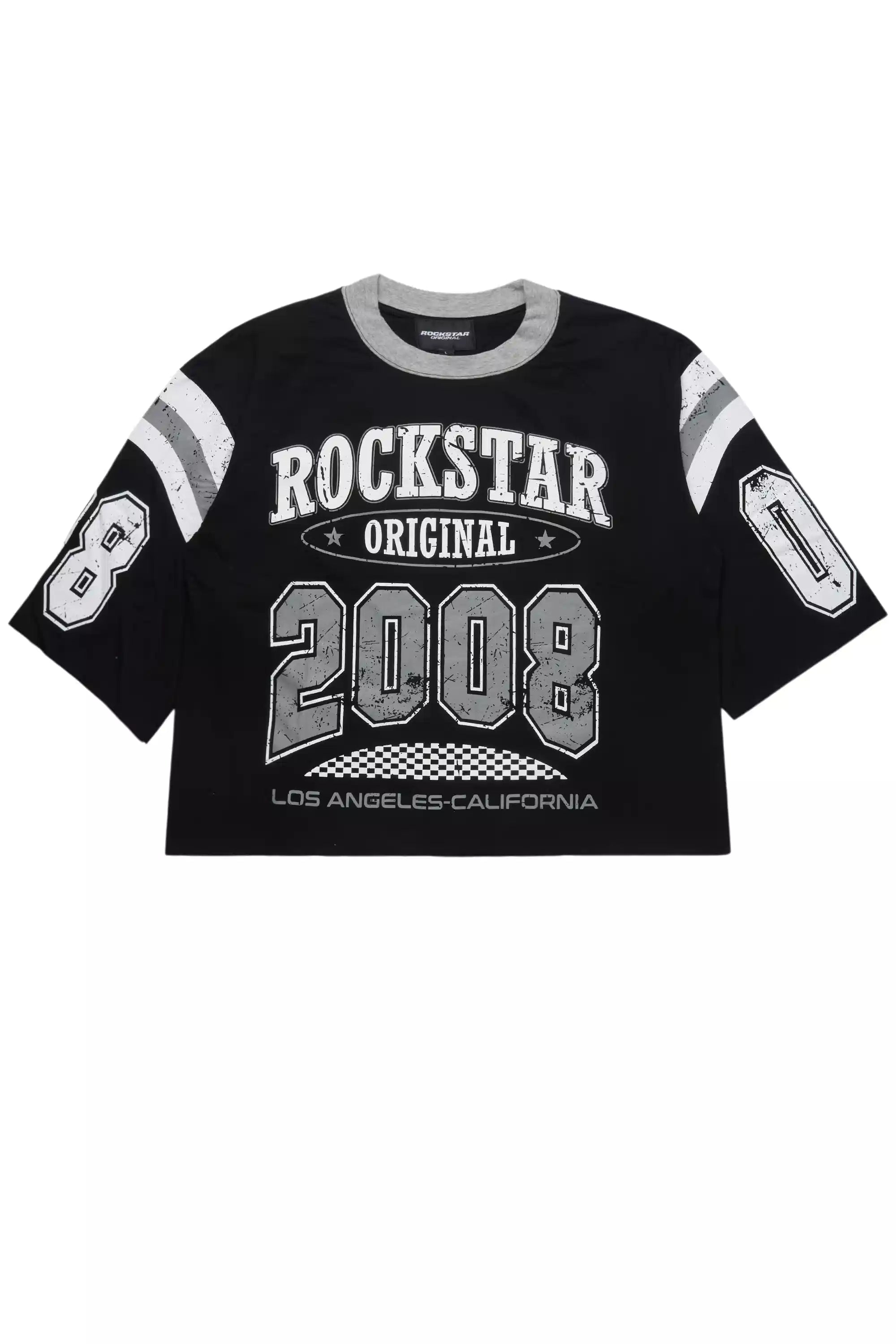 Jaren Black Boxy Crop T-Shirt