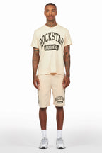 Members Beige T-Shirt/Short Set