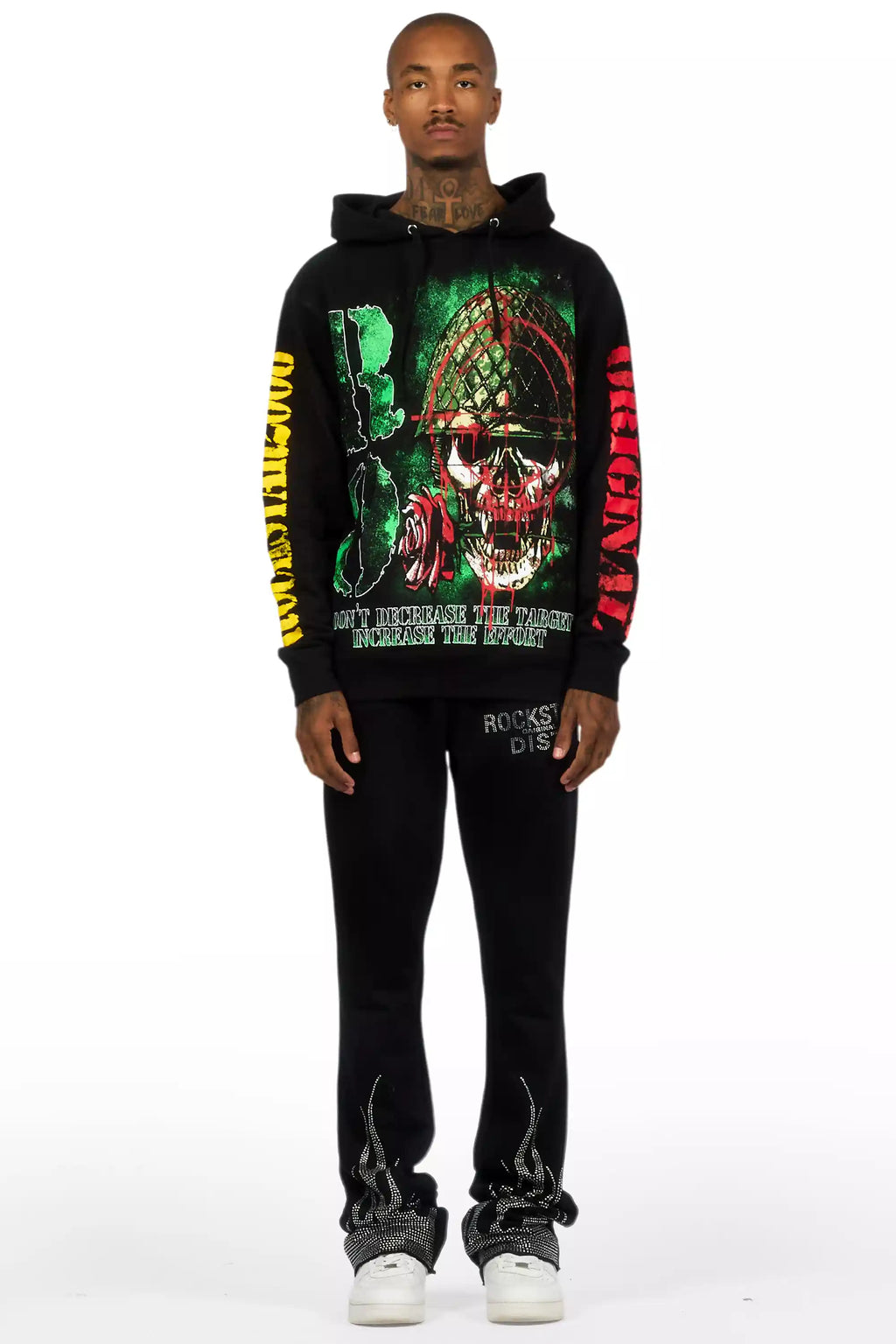 Pyrel Black/Silver Rhinestone Stacked Flare Pant