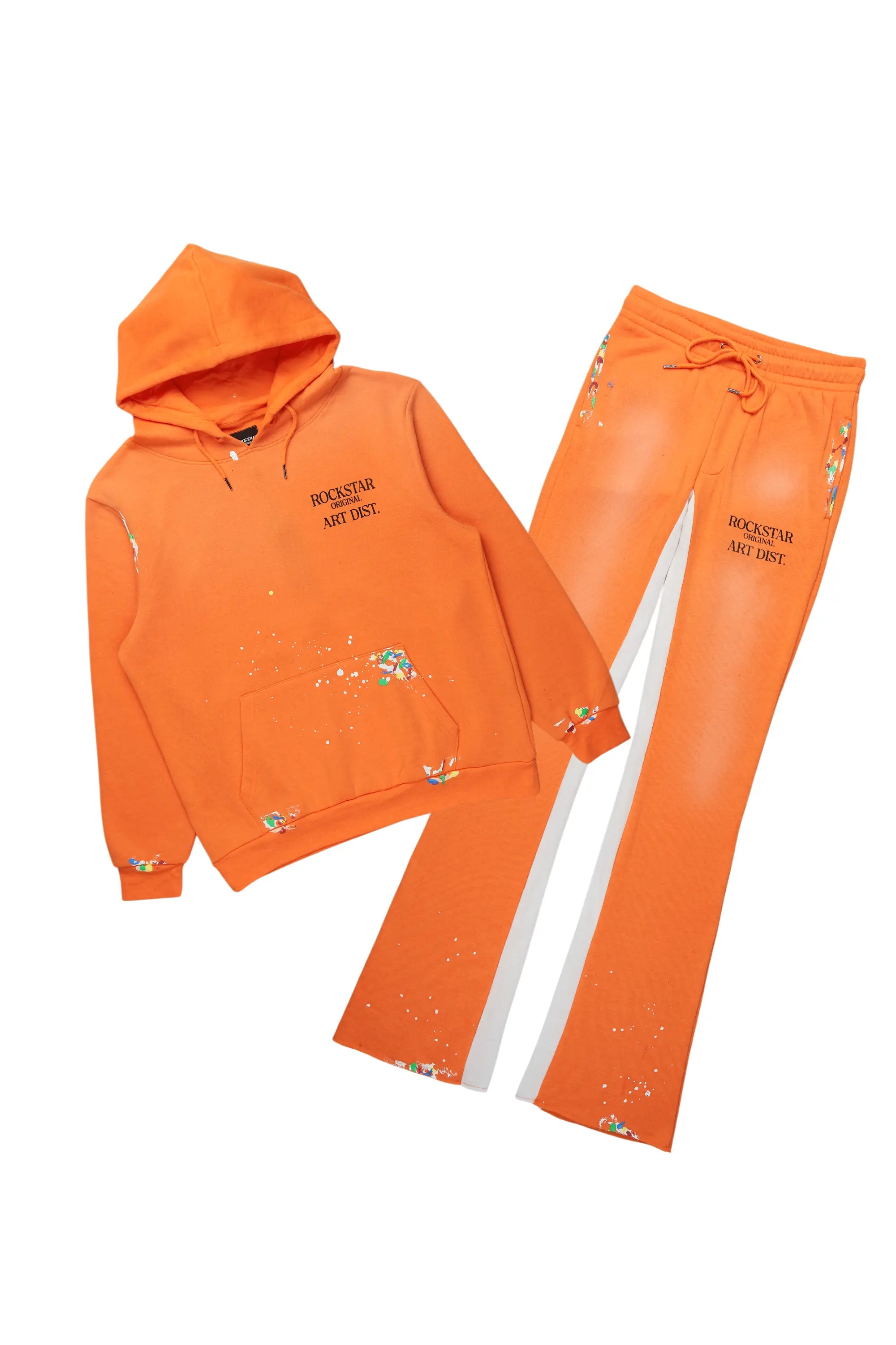Rockstar Art Dist. Orange Hoodie/Baggy Track Pant Set