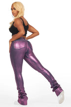 Vittoria Dark Wash/ Pink Foil Super Stacked Jean