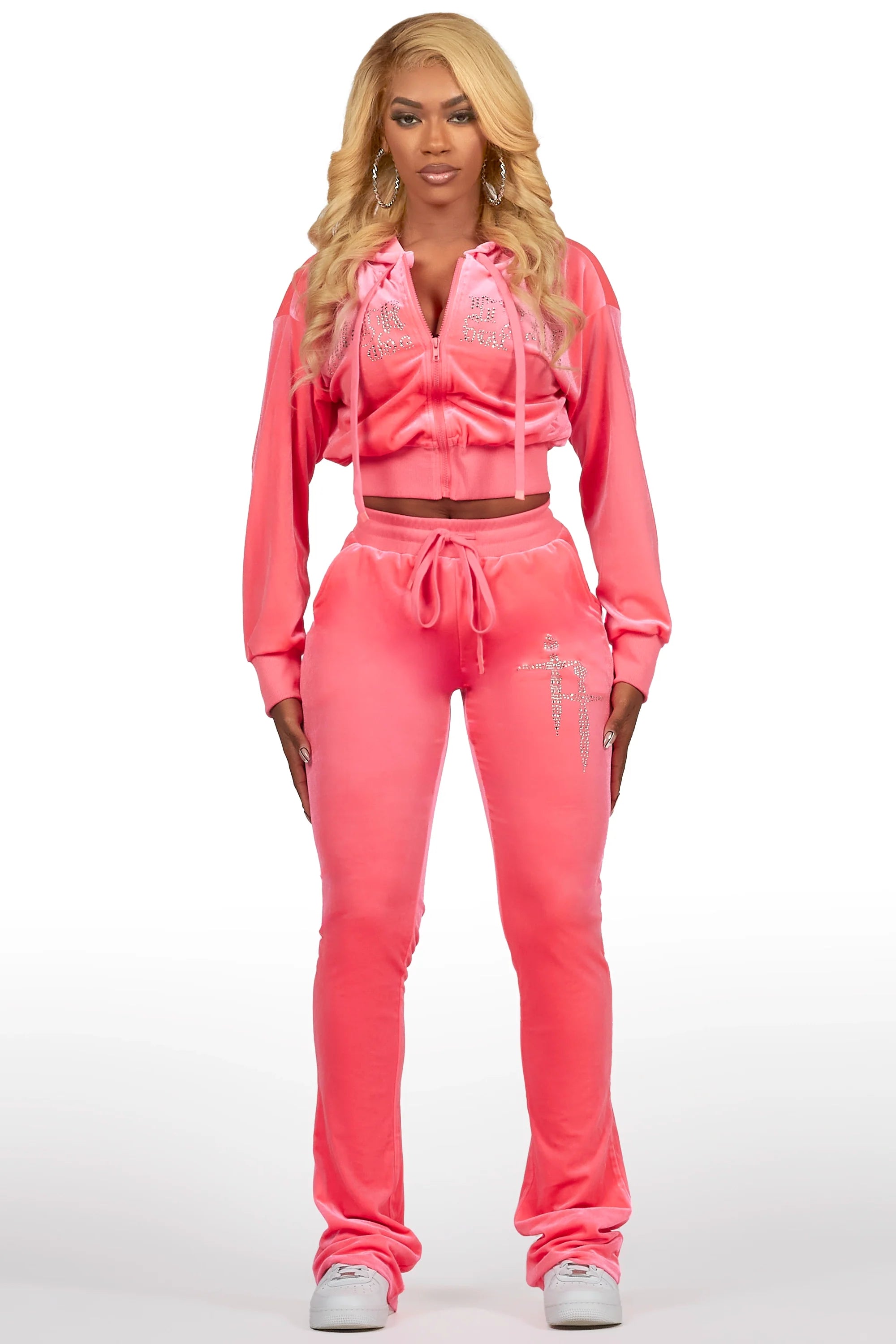 Atalaya Neon Pink Stacked Velour Trackset