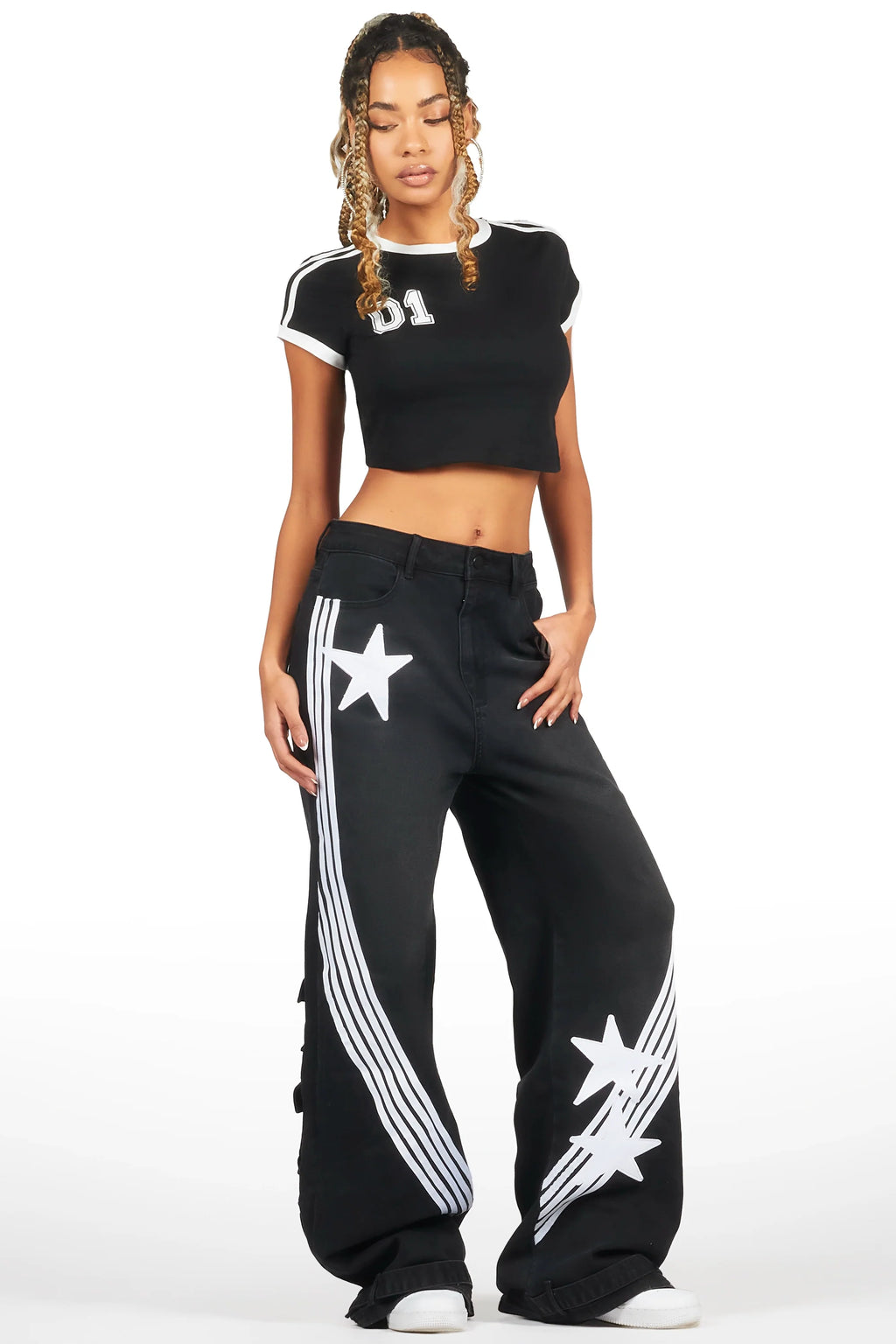 Jeanine Black Crop T-Shirt