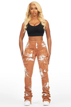 Latrice Camel Painted Super Stacked Jean