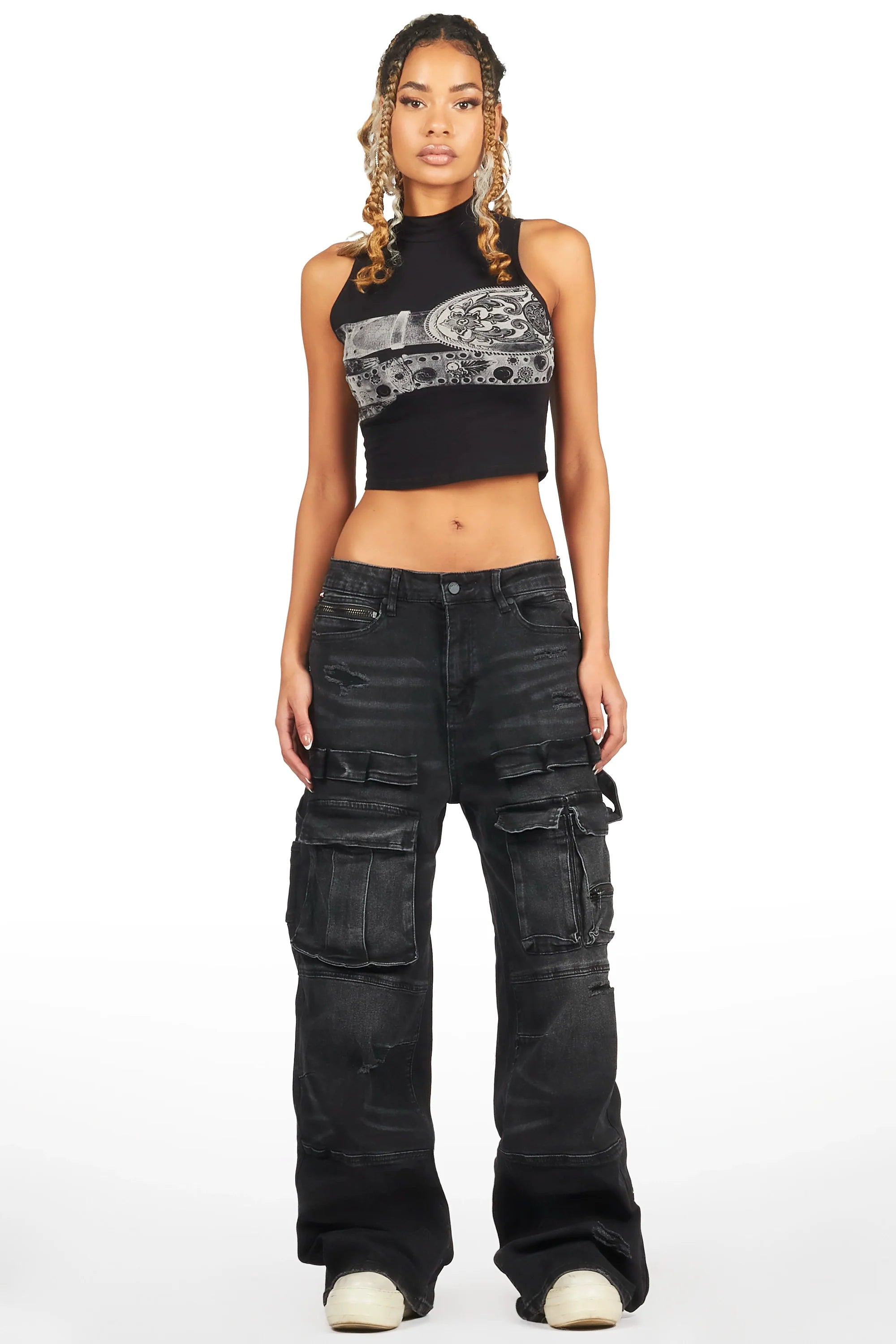 Shakyra Black Baggy Cargo Jean
