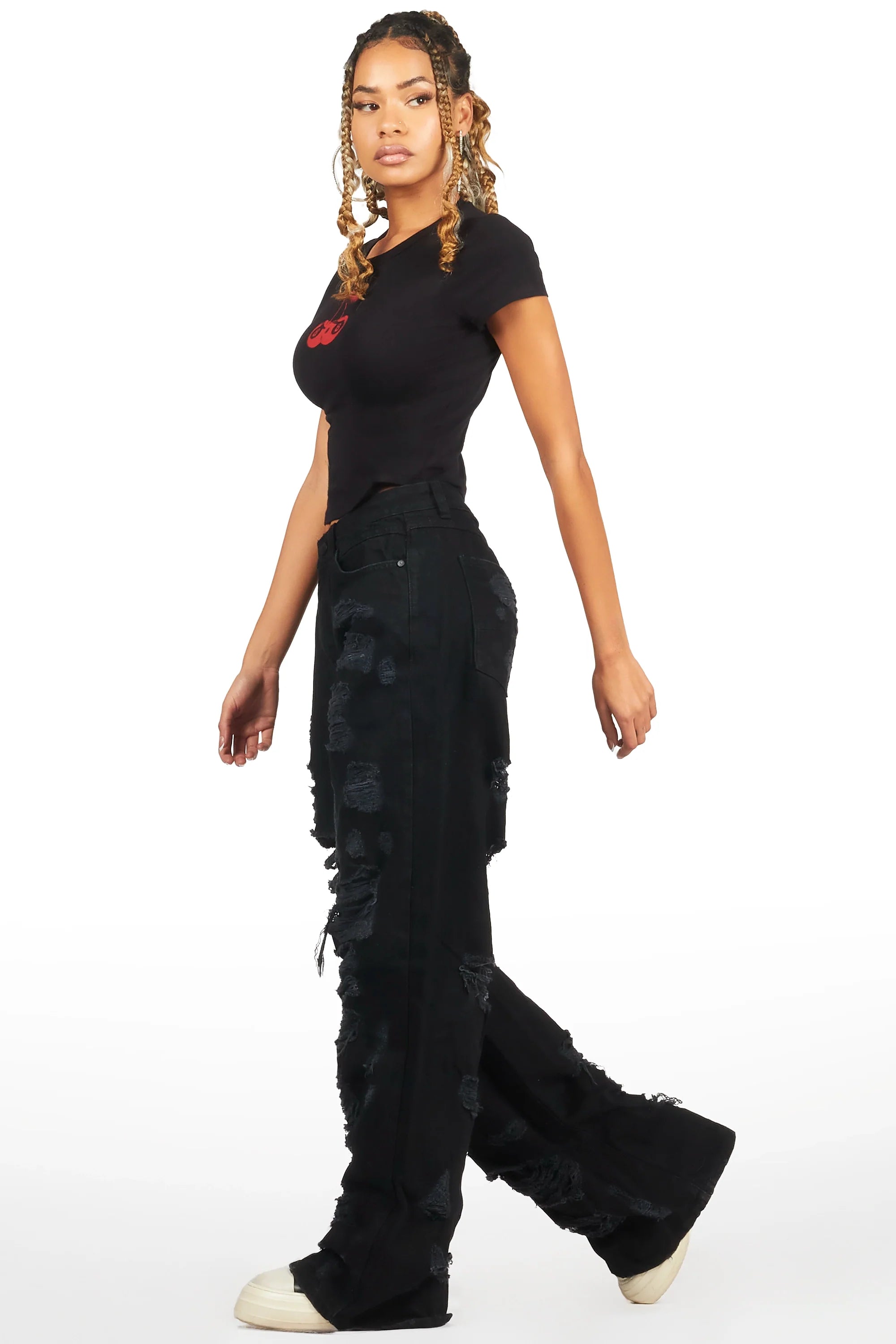 Cherrie Black Crop T-Shirt