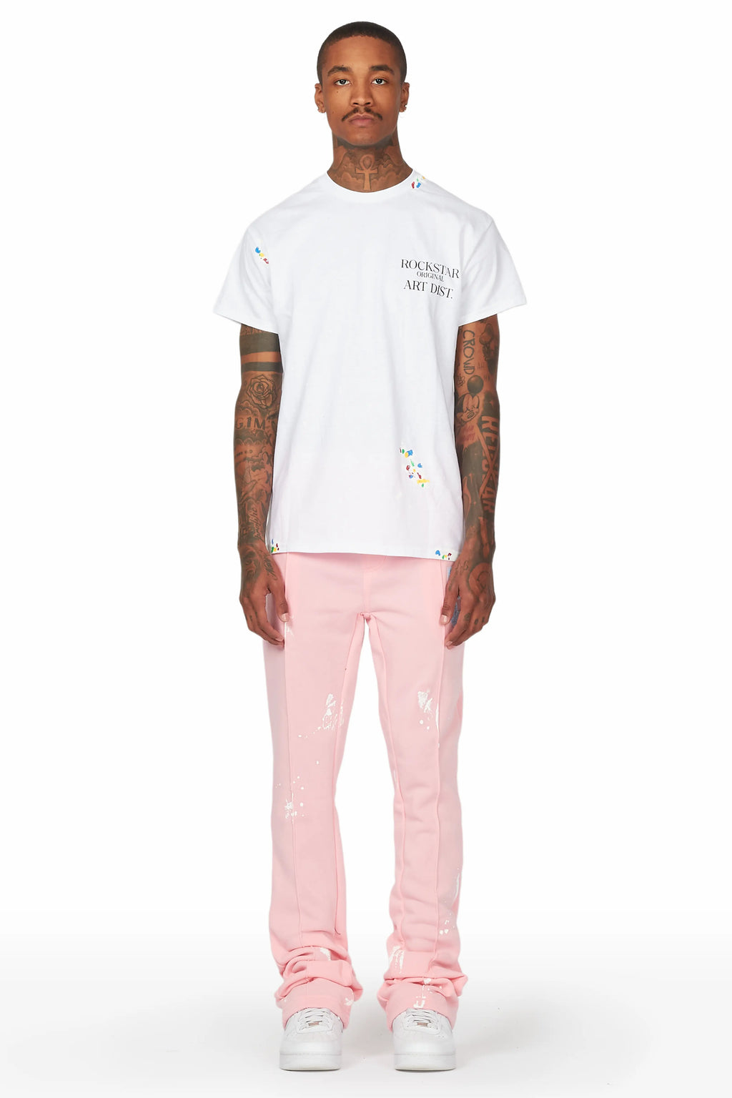 Angelo Pink Patchwork Stacked Flare Pants