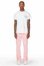 Angelo Pink Patchwork Stacked Flare Pants