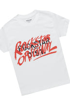 Boys Freedom White/Red T-Shirt/Stacked Flare Mohair Pant Set