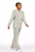 Boys Toshio Grey Stacked Flare Knitted Mohair Track Set