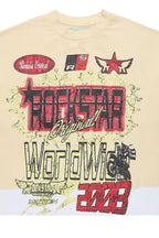 Deangelo Beige/Red Boxy Crop Double Layer Tee