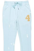 Angelo Sky Blue Patchwork Stacked Flare Pants