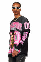 Fields Black Double Layer Long Sleeve Graphic T-Shirt