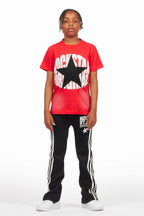 Boys Gerrit Black Stacked Baggy Track Pant