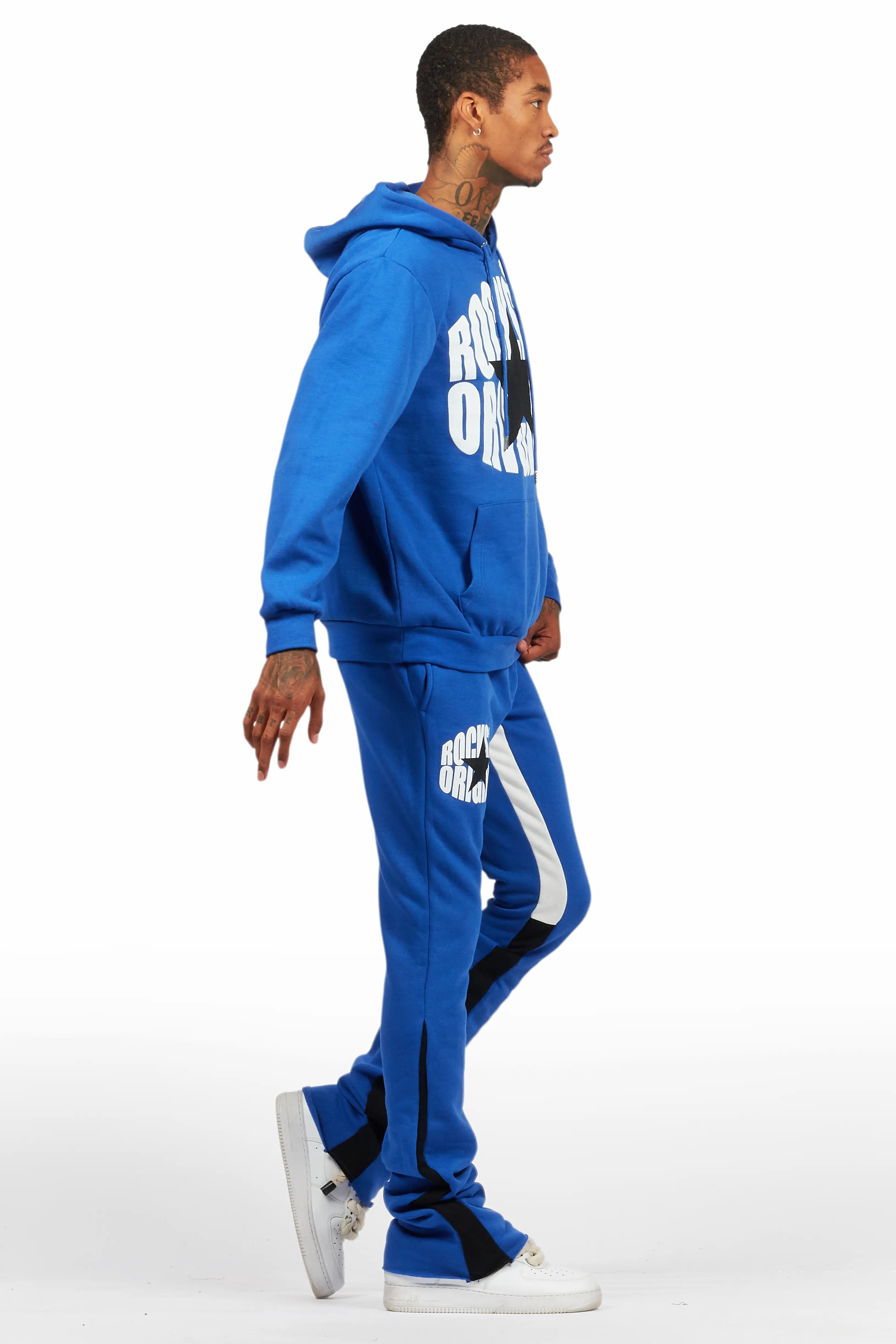 States Royal Blue Hoodie Stacked Flare Track Set