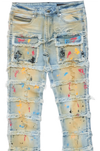Zafer Blue Painter Stacked Flare Jean