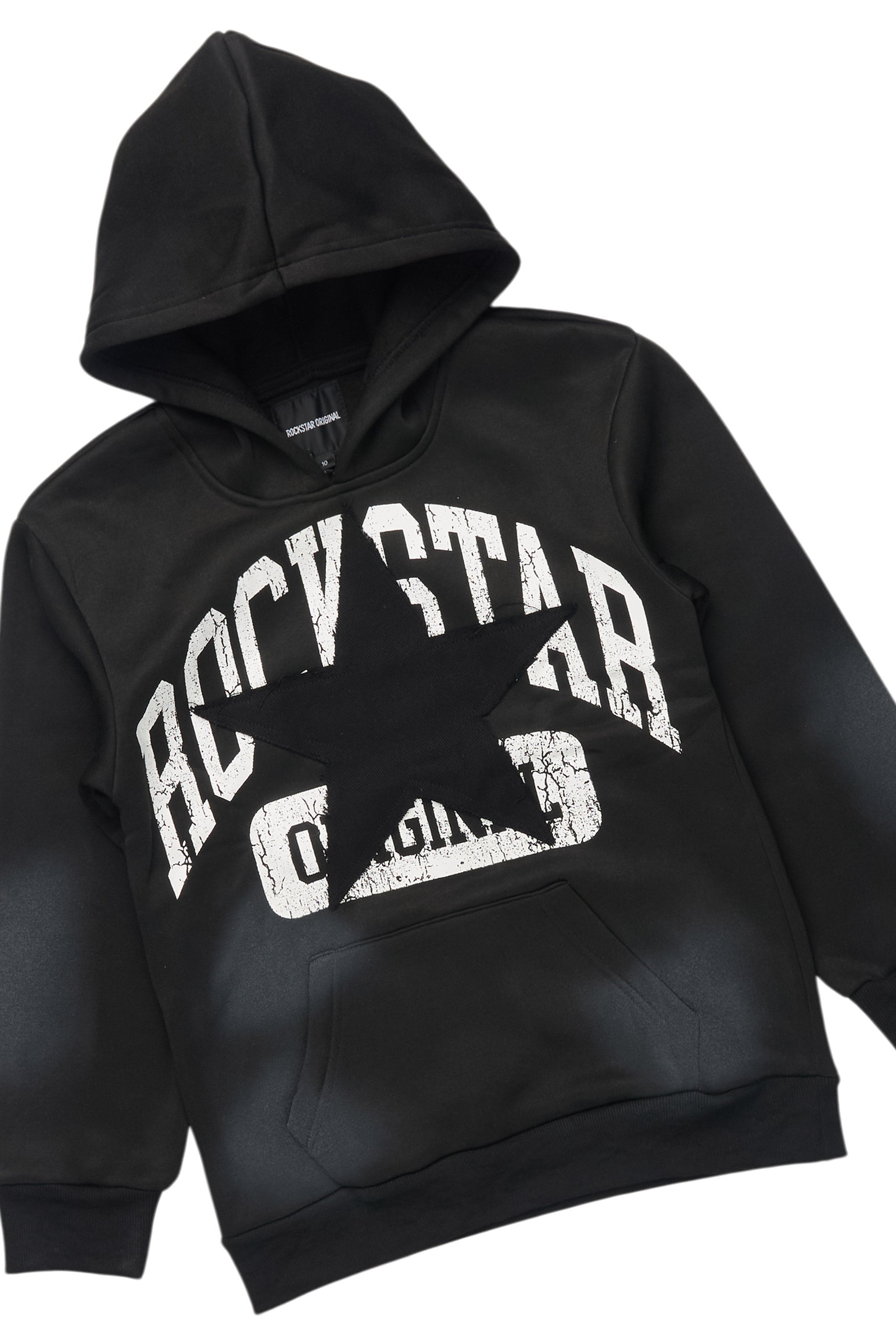 Girls Danika Black Fleece Stacked Track Set