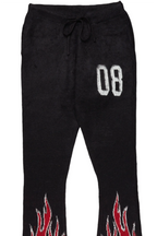 Girls Helga Black/Red Graphic Stacked Flare Mohair Track Pant
