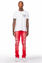 Patel Red Graphic Stacked Flare Pant