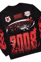 Amos Black/Red Double Layer T-Shirt/Stacked Baggy Pant Set