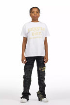 Boys Zeta Black Stacked Flare Jean