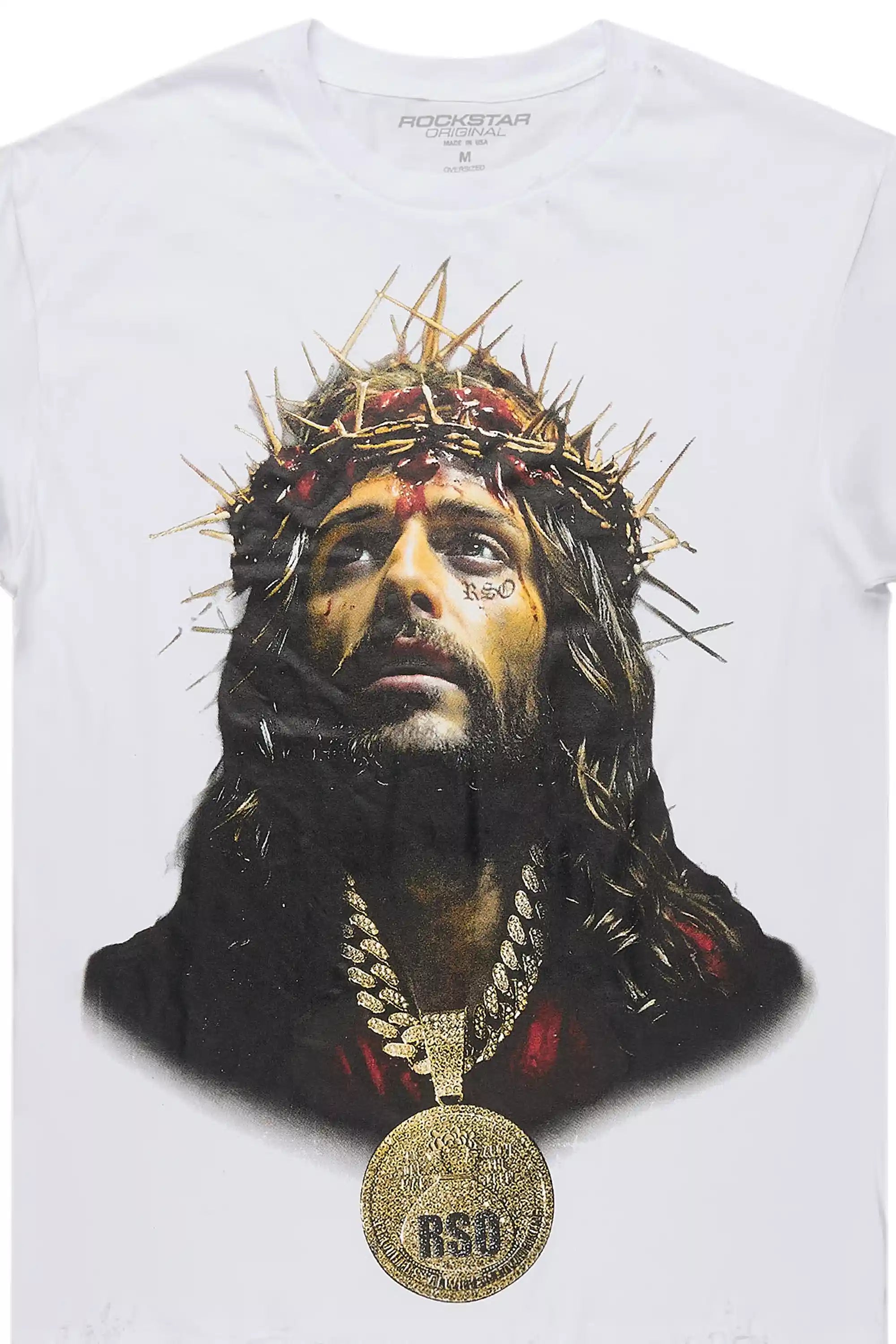 Amina White Oversized Graphic T-Shirt